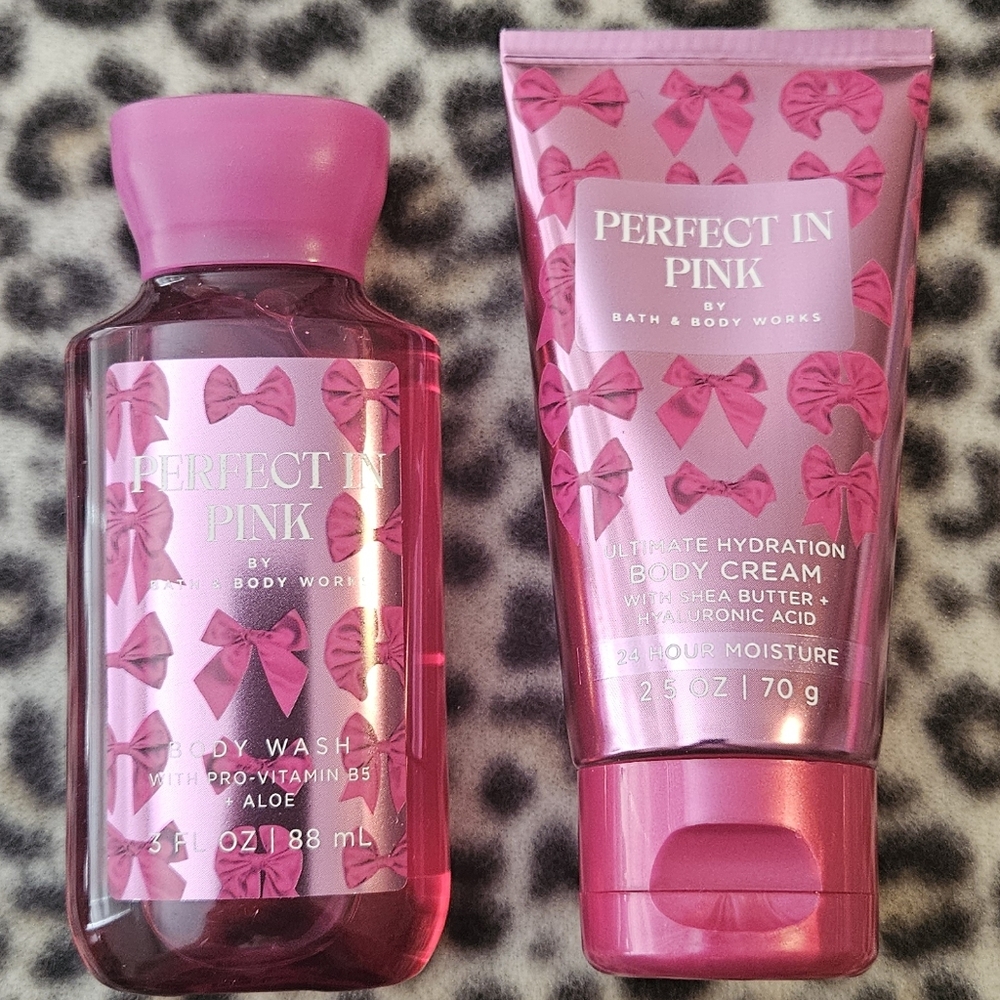 Bath & Body Works Perfect in Pink Travel Size Body Wash and Body Cream Gift Set